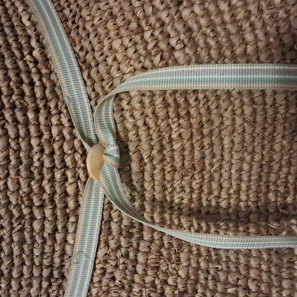 Liz Claiborne Floppy Sun Hat with Ribbon and Wooden Bead Raffia Crochet Straw - Picture 5 of 8